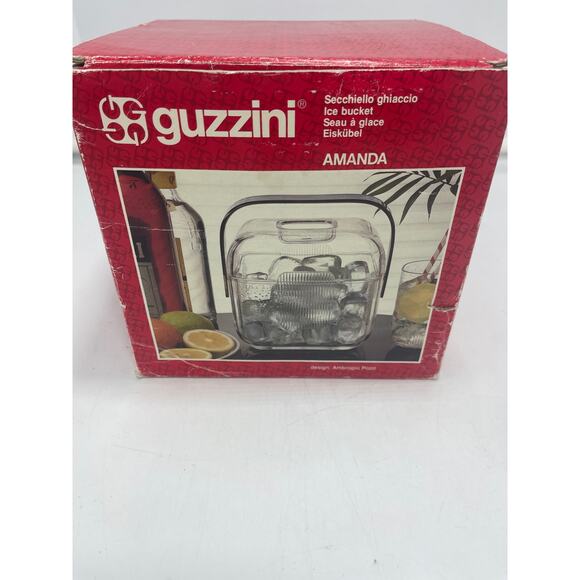 Retro 80's Lucite Cube Ice Bucket Pozzi Guzzini Amanda with Original Tongs - Picture 3 of 10